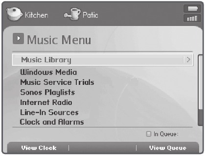 Sonos - ZoneBridge BR100 - Music menu Music menu