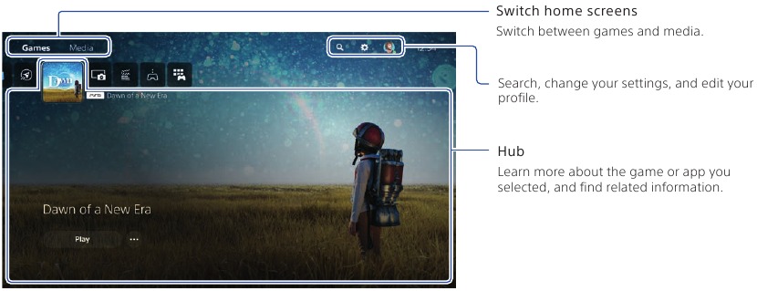 Sony - PlayStation 5 - What's on the screen - Home Screen What's on the screen - Home Screen