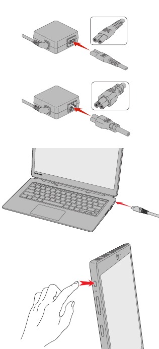 Toshiba - PORTEGE X30T-E - Connect and turn on the power Connect and turn on the power