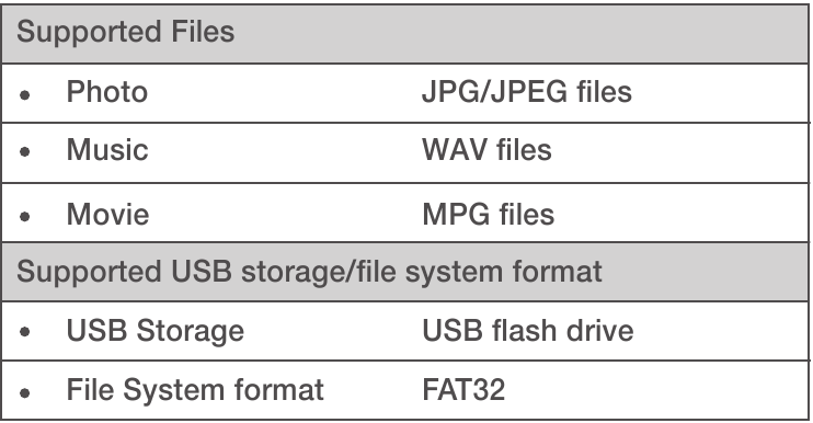 RCA - LED32G30RQD - Media Support Specification Media Support Specification