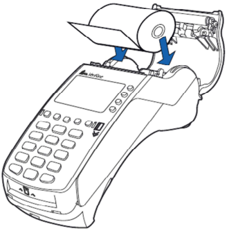 Verifone - VX520 - Switching the paper - Step 2 - Place a new paper Switching the paper - Step 2 - Place a new paper