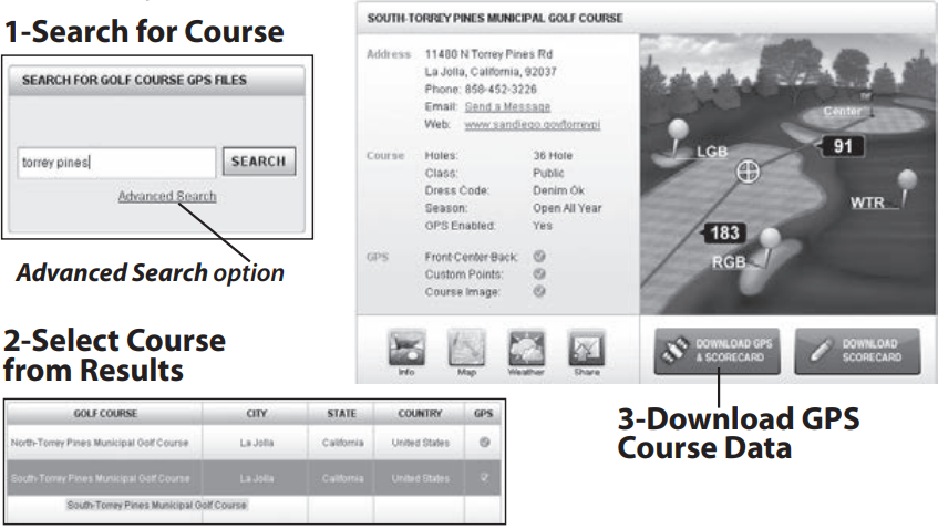 Bushnell - Neo Handheld - Downloading the GPS data for Courses Downloading the GPS data for Courses