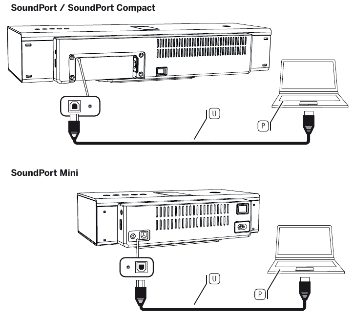 Loewe - SoundPort - Connecting the SoundPort as USB device (PC Audio) Connecting the SoundPort as USB device (PC Audio)