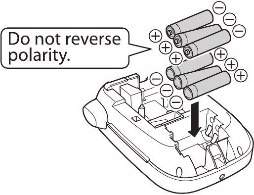 Epson - LW-400 - Inserting batteries - Step 2 Inserting batteries - Step 2