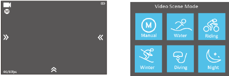 Rollei - Actioncam 550 Touch - Video SETUP - Accessing the scene mode Video SETUP - Accessing the scene mode