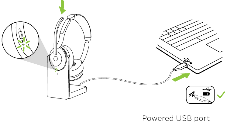 Jabra - Evolve2 55 - Charging using the charging stand Charging using the charging stand