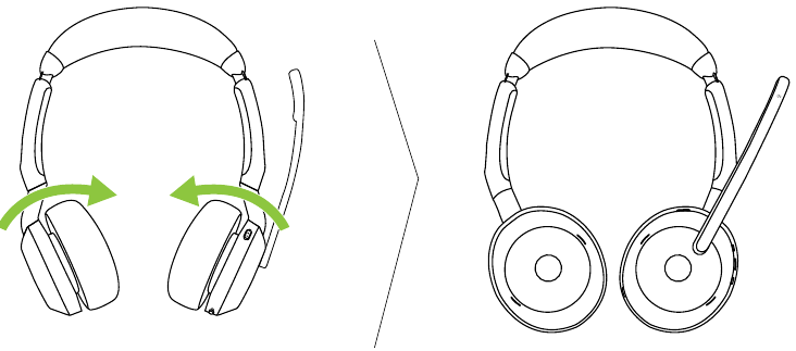 Jabra - Evolve2 55 - Folding the earcups Folding the earcups