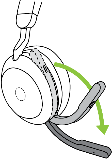 Jabra - Evolve2 75 - How to wear - Positioning the microphone boom arm How to wear - Positioning the microphone boom arm