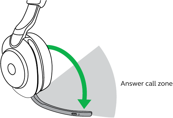 Jabra - Evolve2 85 - Answer call using the microphone boom arm Answer call using the microphone boom arm