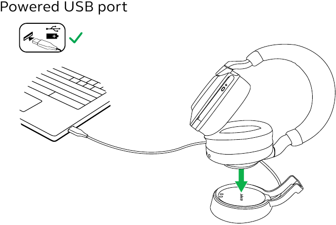 Jabra - Evolve2 85 - Charge using the charging stand Charge using the charging stand