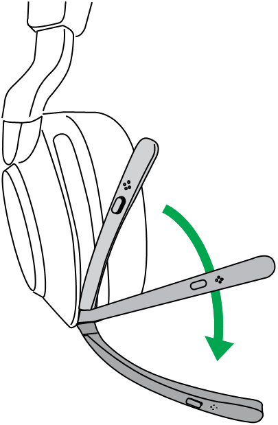 Jabra - Evolve2 85 - Positioning the microphone boom arm Positioning the microphone boom arm