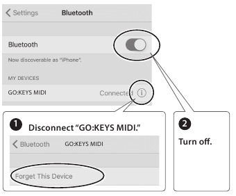 Roland - GO KEYS - Note when using an already-paired iOS device Note when using an already-paired iOS device
