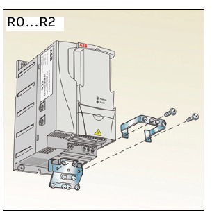 ABB - ACS355 Series - Attach the clamping plates - Step 2 Attach the clamping plates - Step 2