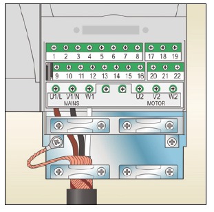 ABB - ACS355 Series - Connection procedure (shielded cables) - Step 2 Connection procedure (shielded cables) - Step 2