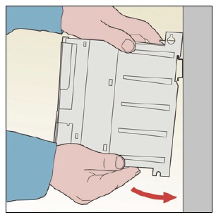ABB - ACS355 Series - To install the drive to a DIN rail - Step 1 To install the drive to a DIN rail - Step 1