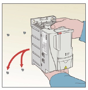 ABB - ACS355 Series - To install the drive with screws - Step 4 To install the drive with screws - Step 4