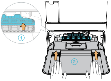 Yeedi - Cube - Lift the Scrubber and install the Detachable Base. Lift the Scrubber and install the Detachable Base.