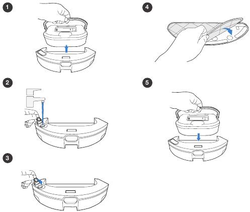 Yeedi - K651G - Operating the Dust Bin & Reservoir - Adding water Operating the Dust Bin & Reservoir - Adding water