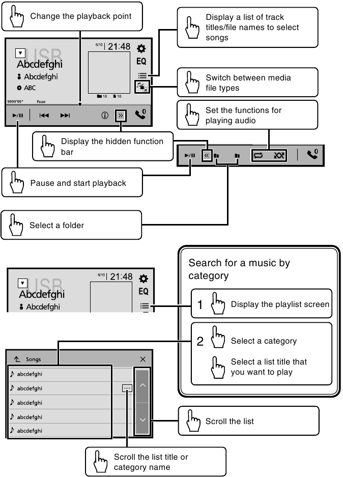 Pioneer - AVH-110BT - Audio operation Audio operation