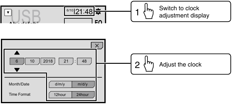 Pioneer - AVH-110BT - Setting the clock Setting the clock