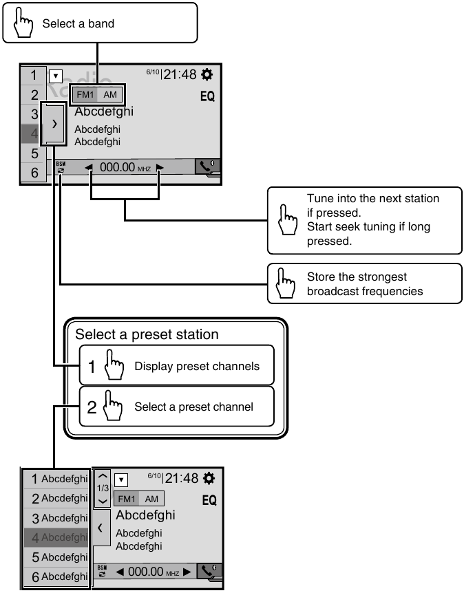 Pioneer - AVH-110BT - Tuner operation Tuner operation
