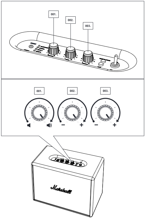 Marshall - Woburn - ADJUSTING THE VOLUME/BASS/TREBLE ADJUSTING THE VOLUME/BASS/TREBLE