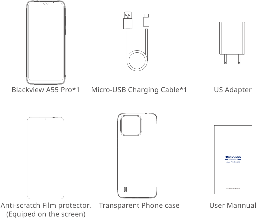 Blackview - A55 Pro Series - What's In the Box What's In the Box
