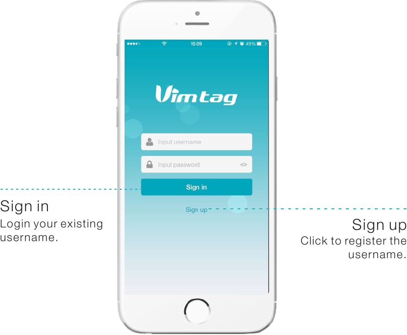 Vimtag - B1-C Series - Create Username & Sign in Create Username & Sign in