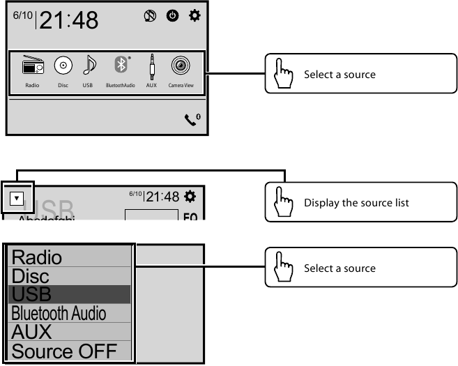 Pioneer - AVH-220EX - Selecting the source Selecting the source