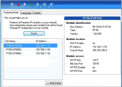 Paradox - IP150 - Configuring the IP150 Configuring the IP150