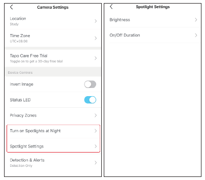 TP-Link - Tapo C325WB - Spotlight Settings - Step 2 Spotlight Settings - Step 2