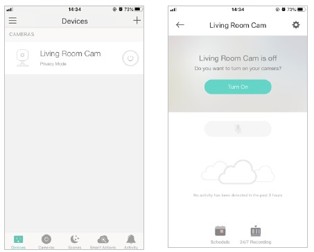 TP-Link - KC105 V2 - Turn on/off your camera Turn on/off your camera