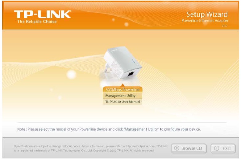 TP-Link - TL-PA4010 - Installing Management Utility - Step 1 Installing Management Utility - Step 1