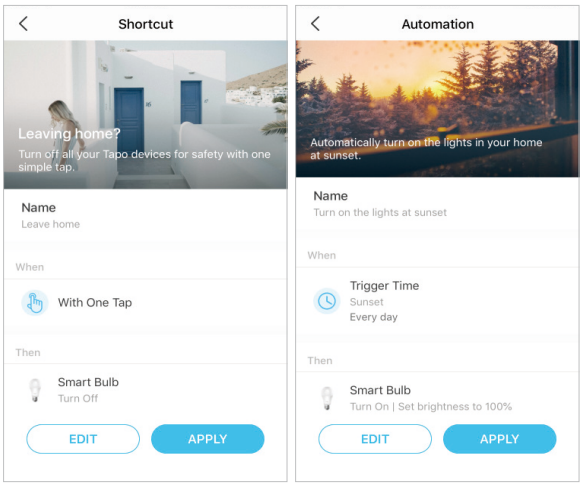 TP-Link - L510E - Smart actions - Edit based on the featured actions Smart actions - Edit based on the featured actions