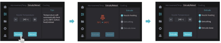 Creality - K1 - Extrude, Filament Retreat - Extrude Extrude, Filament Retreat - Extrude