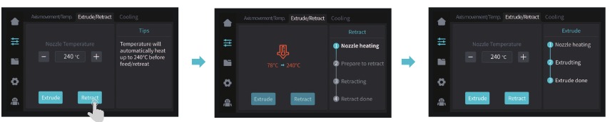 Creality - K1 - Extrude, Filament Retreat - Filament Retreat Extrude, Filament Retreat - Filament Retreat