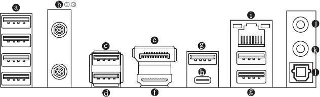Gigabyte - Z790 AORUS ELITE AX - Back Panel Connectors Back Panel Connectors