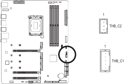 Gigabyte - Z790 AORUS ELITE AX - THB_C1/THB_C2 (Thunderbolt Add-in Card Connectors) THB_C1/THB_C2 (Thunderbolt Add-in Card Connectors)