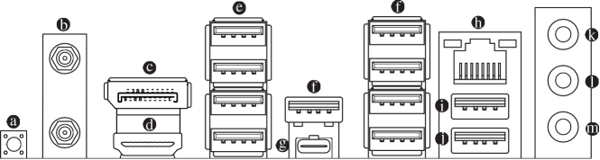 Gigabyte - B650 AORUS ELITE AX - Back Panel Connectors Back Panel Connectors