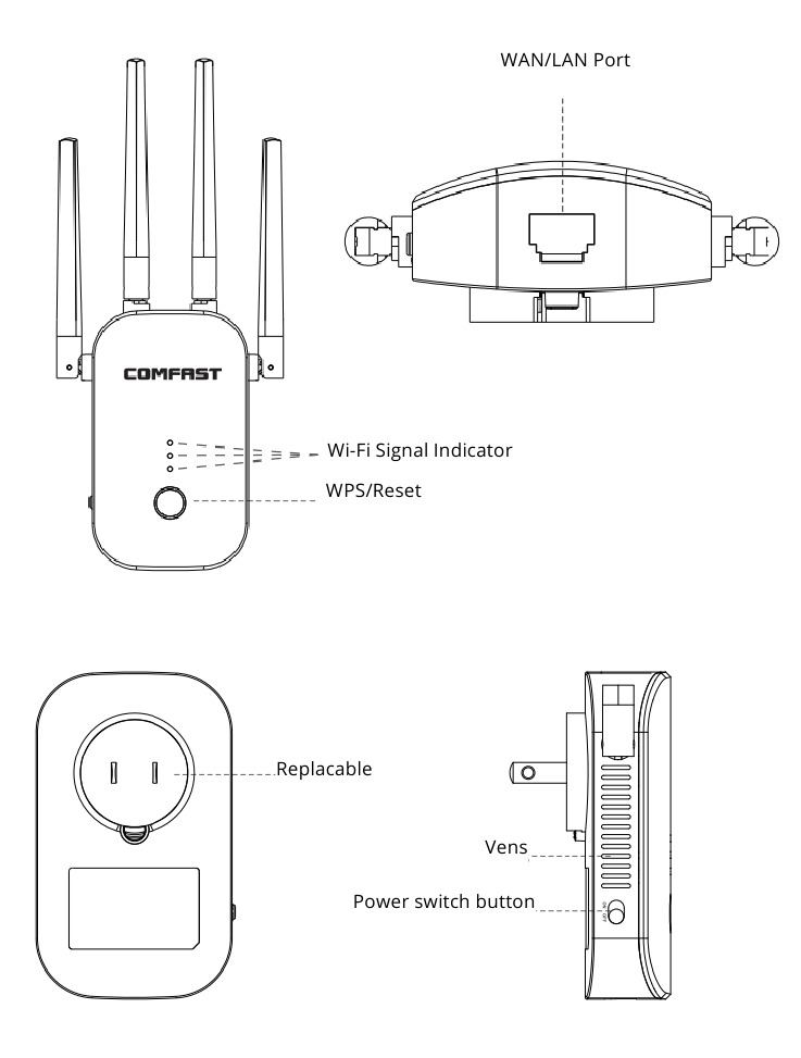 Comfast CF WR758AC 1200Mbps Dual Band Wireless Repeater Manual