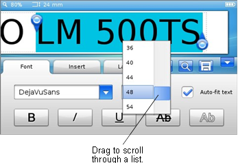 Dymo - LabelManager 500TS - Scrolling a List Scrolling a List