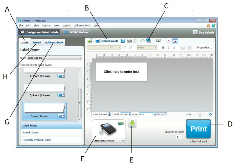 Dymo - LabelManager 500TS - Using DYMO Label Software Using DYMO Label Software