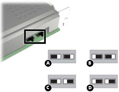 HP - Z Turbo Drive Quad Pro - Switch configurations and corresponding labels Switch configurations and corresponding labels