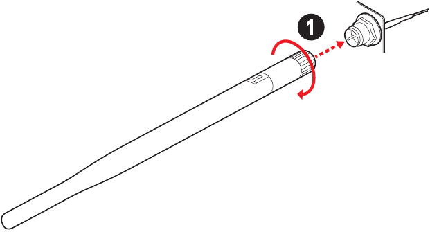 MSI - MPG B650I EDGE WIFI - Installing Antennas - Step 1 - Screw the antennas Installing Antennas - Step 1 - Screw the antennas