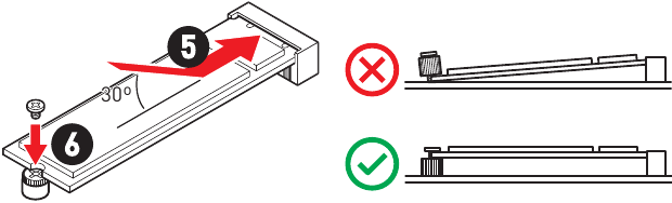 MSI - MPG B650I EDGE WIFI - Installing M.2 module into M2_1 slot - Step 4 Installing M.2 module into M2_1 slot - Step 4