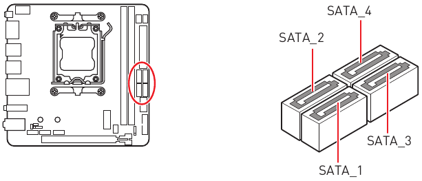 MSI - MPG B650I EDGE WIFI - Overview of Components - Part 4 - SATA Connectors Overview of Components - Part 4 - SATA Connectors