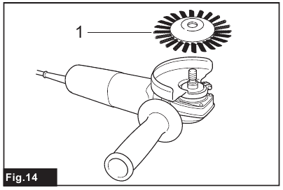 Makita - 9557HNR - Operation with wire wheel brush Operation with wire wheel brush