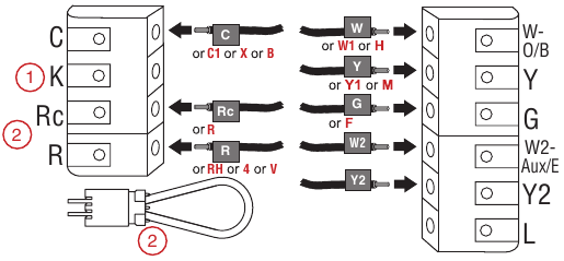 Honeywell - RTH9580 - Alternate wiring (Conventional System) Alternate wiring (Conventional System)