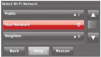 Honeywell - RTH9580 - Connecting to your Wi-Fi network - Step 2 Connecting to your Wi-Fi network - Step 2