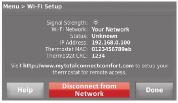 Honeywell - RTH9580 - Disconnecting your Wi-Fi network - Step 3 Disconnecting your Wi-Fi network - Step 3